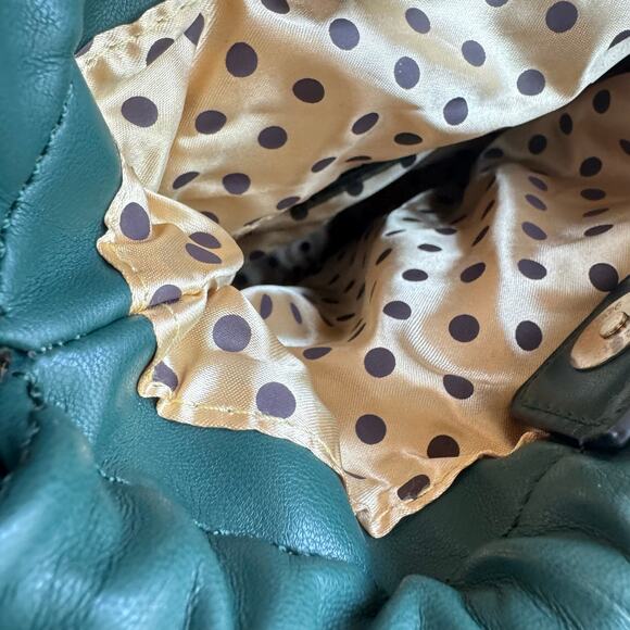 Melie Bianco Alexis Small Vegan Leather Bucket Crossbody Green NWT Drawstring - Picture 15 of 16